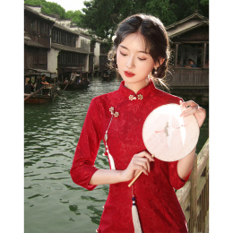 New Chinese improved version of cheongsam 2023 New Year red daily can wear toast Bride Girl Autumn and Winter