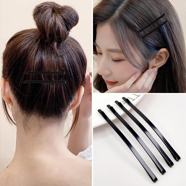 Arc broken hair clip Simple Black word clip female plate hair clip large side clip plus thick plus thoroughly stepped up bangs clip clip
