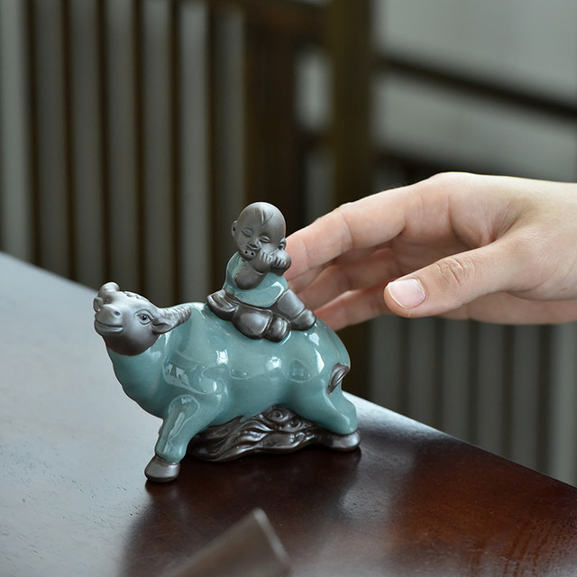 Ge Kiln Ceramics Shepherd Boy Mavericks Home Tea Room Tea Table Tea Pets Tea Ceremony Accessories Fish Tank Horticultural Decoration Furnishings
