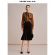 Mandesy retro skirt 2025 autumn new product elastic velvet A-swing fishtail skirt commuting OL long skirt