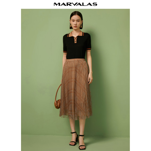Mande Shitao Skirt Women's 2025 Winter New Plaid Pleated Skirt Chiffon Mid-Length Skirt A-line Skirt