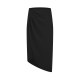 Mandesy solid color high-waist skirt 2025 autumn new product commuting elegant irregular mid-length hip-cover skirt for women