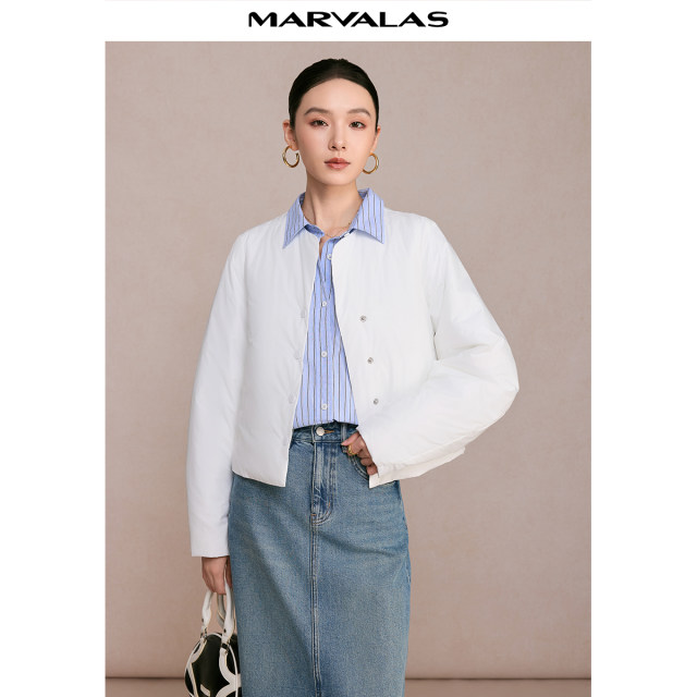 Mandeshi short cotton jacket 2025 winter new product bread jacket cotton jacket solid color thickened top women's short jacket