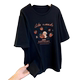 Extra large size 300Jin [Jin equals 0.5 kg] Interesting pattern printed hem slit round neck short-sleeved T-shirt for women in summer fat MM loose top