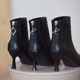 Soft Leather Short Boots Women's Slim Boots 2025 Autumn and Winter New Korean Style Pointed Toe Plus Velvet High Heels Thin Heels Versatile Martin Boots