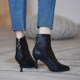 Soft Leather Short Boots Women's Slim Boots 2025 Autumn and Winter New Korean Style Pointed Toe Plus Velvet High Heels Thin Heels Versatile Martin Boots