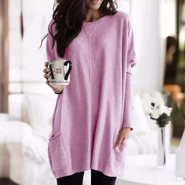 New European and American autumn long-sleeved casual pocket shirt top for women
