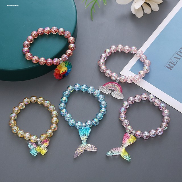 Children's sweet candy color pendant beaded bracelet bracelet girl cute cartoon princess hand ornament girl accessories girl
