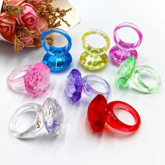 Children's ring ring candy color imitation diamond toy little girl princess cute baby plastic cartoon hand jewelry
