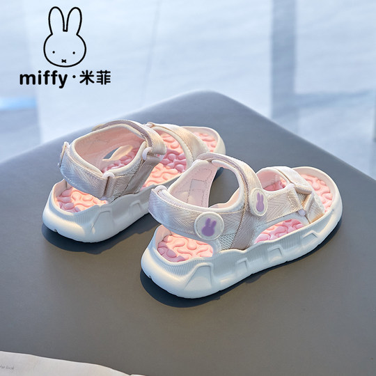 Miffy children's shoes 2025 summer new style girls cartoon fashion sandals Velcro open-toe princess beach shoes
