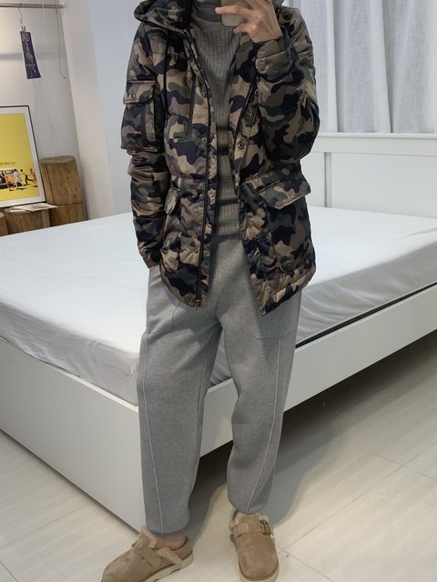 Winter hooded camouflage down jacket for women 90 white duck down warm jacket for zippered mid-length bread jacket for men