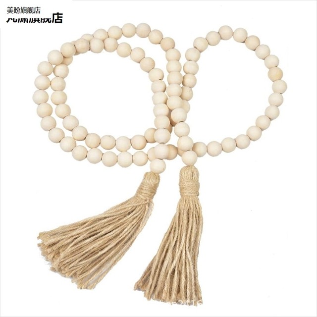Handmade jewelry accessories, wood color, wood beads, hemp rope, tassel string, home decoration pendant, handicraft ornaments, versatile

