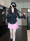 Wen Wan same black flared sleeves back strap shirt with women's design niche slim fit versatile top trendy
