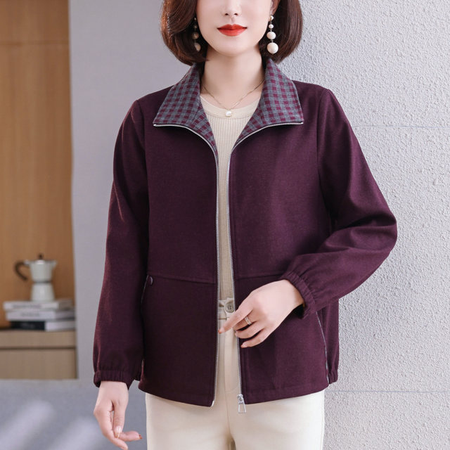 Mom Autumn Fashion Jacket 2025 New Middle-aged Women Loose Simple Cardigan Top Middle-aged Women Spring and Autumn Style