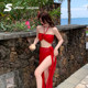 Xia Mo Weilan swimsuit for women 2025 new sexy slim split bikini skirt style small breasts high-end hot spring bathing