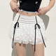 IAEY French sweet girl ~ Lace lace skirt with bow tie pleated waist A-line skirt pleated skirt
