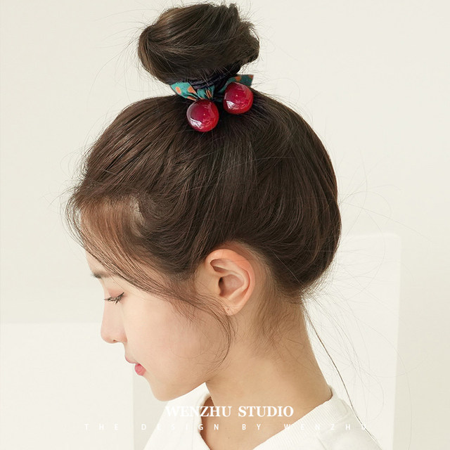 Red cherry high-elasticity and durable hair band headband bow headband hair rubber band women's ball hair rope