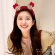 Cute red headband for women 2025 new bear face wash headband lamb hair makeup mask hair clip