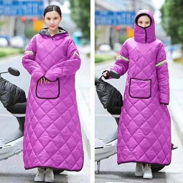 Electric vehicle windproof jacket for men and women, thickened, warm and velvet, winter cold-proof and waterproof cap, battery motorcycle windproof jacket