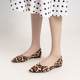 2025 new European and American pointed-toe leopard print single shoes shallow mouth flat shoes 41 42 large size women's shoes