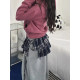 Sweet bow tie contrasting plaid skirt for women in spring 2025 high waist A-line layered cake skirt ass curtain
