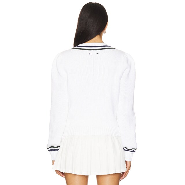 [New Summer Product] THE UPSIDE SOONY V-neck Sweater White REVOLVE niche new style