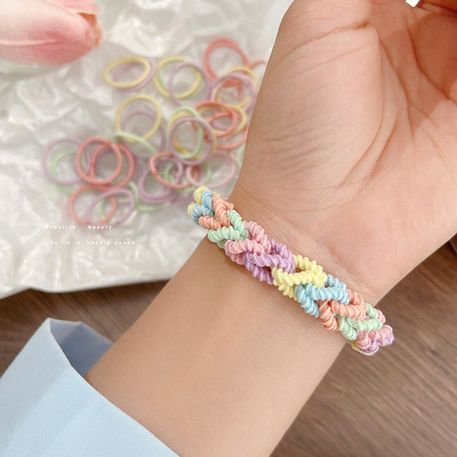 Couple rainbow small rubber band pair of diy braided bracelets for boyfriend colorful hair rope wrist ins hair ring