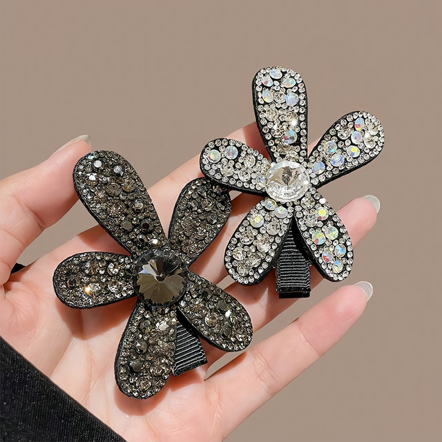 Full diamond flower hairpin Huayan bangs clip for women with high-end broken hair duckbill clip hairpin side one-word clip headdress