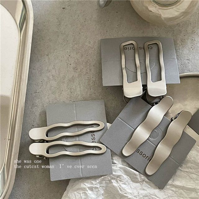 Advanced gray cool wind metal matte wavy hair clip pair clip simple versatile hair clip duckbone clip bang clip new