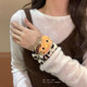 Cute leopard print kt cat face wash wrist strap hair belt artifact cuffs moisture-proof water high elastic hair loop head rope hair accessories