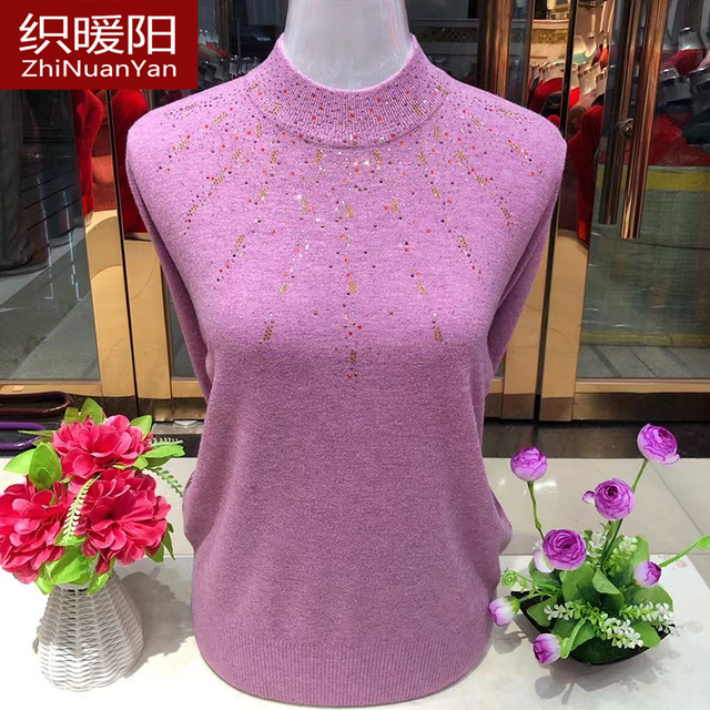 Middle-aged and elderly mothers autumn and winter style large size bottoming wool sweater 2025 new half turtleneck high-end wedding sweater for women