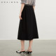 Jah Qianwen's simple commuting A-line skirt 2025 summer new fashion pleated skirt solid color midi skirt for women
