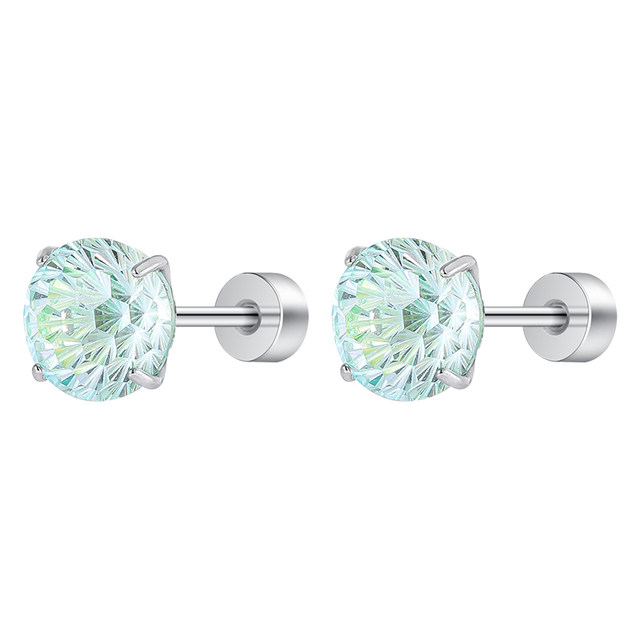 Mint candy green titanium alloy fireworks cut ears and ear piercing ear bone nail cochlear earrings titanium steel zircon ear decoration