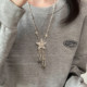 Retro Silver Star Pendant Necklace Women's Autumn and Winter Niche Design Light Luxury High-End Sweater Chain Versatile Long Accessory