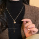 Tiger eye stone sunflower necklace women's autumn and winter Maillard retro temperament long sweater chain light luxury high-end accessories