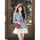Spring dopamine dress 2025 super hot outfit slightly fat and slim two-piece spliced ​​denim skirt