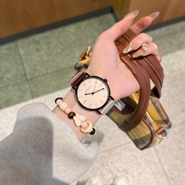 Ancora red couple watch for female students, middle and high school girls, ins style, niche girls who only watch the time and have good looks