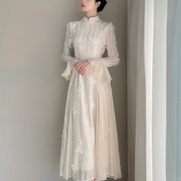 New Chinese light national wind improved cheongsam young daily unique super good-looking high-end exquisite white dress