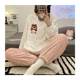 Pajamas winter women's coral velvet thickened velvet long-sleeved cute loose flannel home clothes set can be worn outside