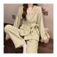 
Palace style autumn and winter thickened velvet lace flannel embroidery girly style light luxury pajamas women's suit for going out