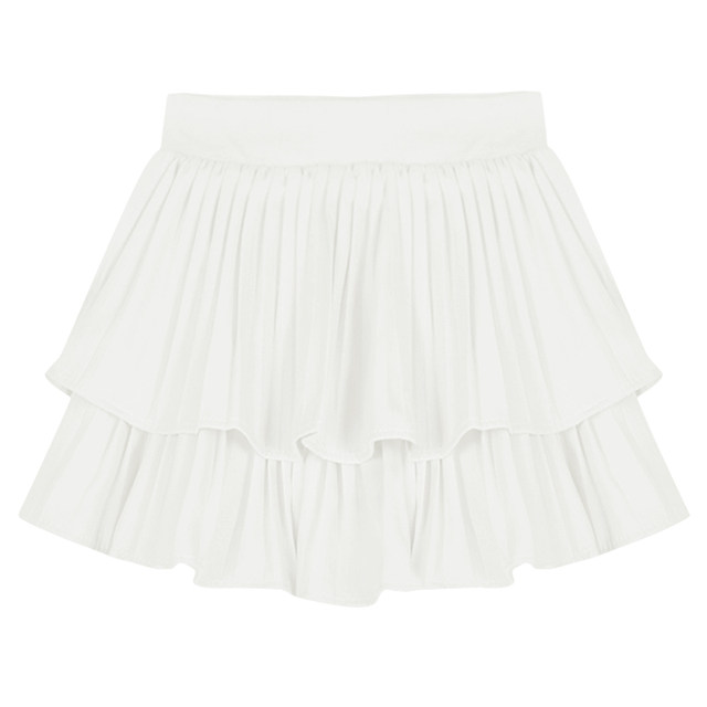 Small pleated puffy skirt summer large size cake skirt women's white high waist short skirt anti-exposure A-line skirt pants

