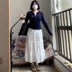 Gentle style white skirt for women, summer, slightly fat, large size mm drooping umbrella skirt sweet age-reducing puffy cake skirt long style