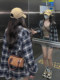Early autumn power style plaid shirt for women retro loose slim shirt cardigan large size chic top thin jacket