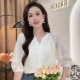 New Chinese style Chinese style 7-quarter sleeve shirt for women 2024 summer new niche puff sleeves Tennis top
