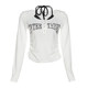 WEIRD PUSS lazy style white fake two-piece V-neck long-sleeved T-shirt for women, high-level casual letter top