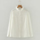 Stand-up collar, long-sleeved shirt with earrings for women, loose and versatile, artistic vertical strips, white cotton women's shirt inner wear