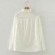 Stand-up collar, long-sleeved shirt with earrings for women, loose and versatile, artistic vertical strips, white cotton women's shirt inner wear