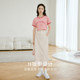 Eveli high -waisted denim skirt wild straight white denim skirt autumn commute classic skirt
