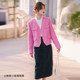 Eveli high -waisted denim skirt wild straight white denim skirt autumn commute classic skirt
