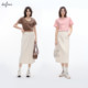 Evely outlets store light people high waist straight back slit white denim skirt spring and summer midi skirt women